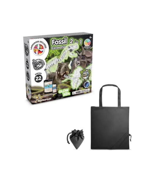 2 In 1 Fossil Excavation Kit V. Opetuspeli Toimitetaan 190t:n Taitettavassa Lahjapussissa Musta