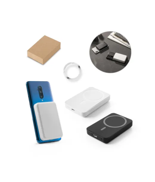 Ampere 5. 5 000 Mah:n Magneettinen Tehopankki, Jossa On 15 W:n Supernopea Langaton Laturi, Kierrätetystä Abs:stä (100 % Rabs) Musta