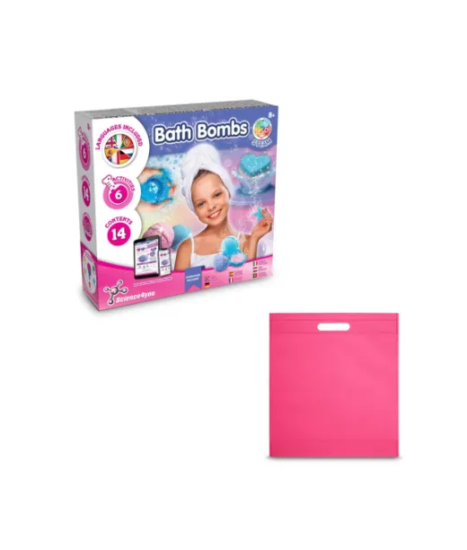Bath Bombs Kit Iv. Opetuspeli Toimitetaan Kuitukangaslahjapussilla (80 G/m²) Pinkki
