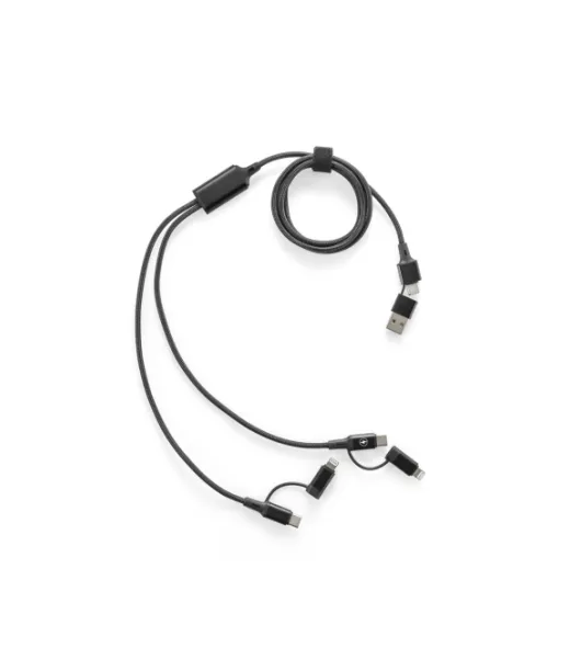 Bertozzi. Superfast 6-in-1 Usb Cable Made Of Aluminium And Recycled Pet Musta