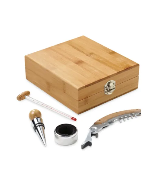 Cabernet. Bamboo, Zinc And Stainless Steel Wine Set Natural