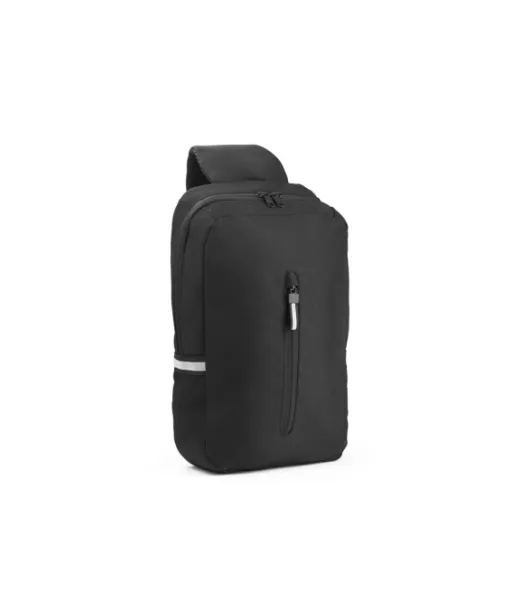 Delfos. 300d Recycled Polyester And 600d Recycled Polyester Single Strap Backpack, With 210d Recycled Polyester Lining Musta