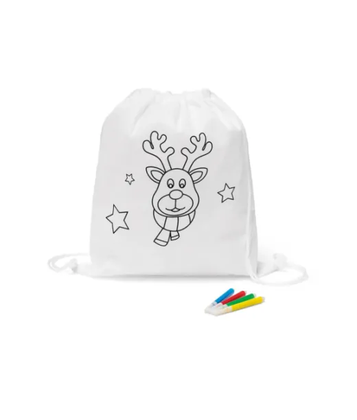 Glencoe. Lasten Värityskirjalaukku Kiristysnyörillä Valkoinen