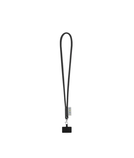 Gosport. Set Lanyard Tube Long (Ø 7 Mm) 9 Mm:n Sulkurenkaalla Ja Kännykkäpidikkeellä Musta
