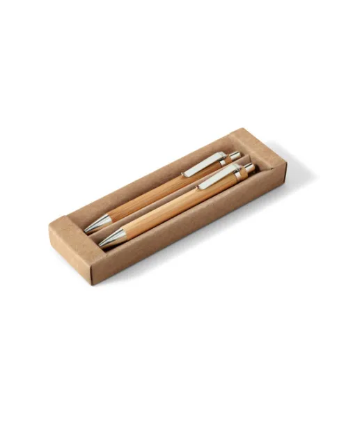 Greeny. Bambuinen Kuulakärkikynä Ja Mekaaninen Lyijykynäsetti Natural