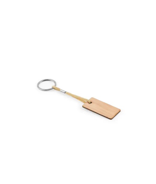 Hopps. Rectangular Bamboo Keyring With Pet Cord Natural