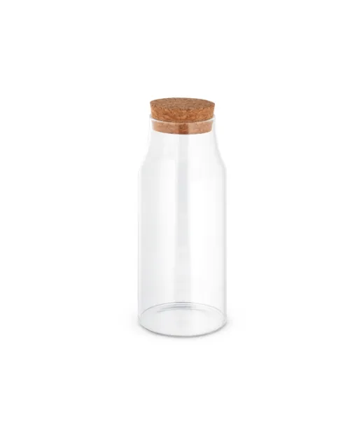 Jasmin 800. Borosilicate Glass Bottle With Cork Lid 800 Ml Natural