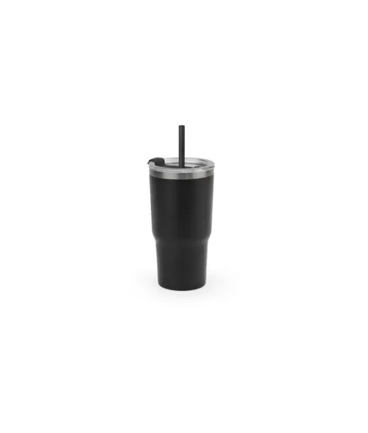 Joyner Kompakti Ruostumattomasta Teräksestä Valmistettu Matkamuki (91 % Kierrätettyä), Jossa On Tyhjiöeristetty Kaksoisseinä Ja Mattapinta 600 Ml Musta