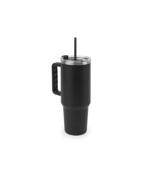Joyner Large Stainless Steel Travel Cup (91% Recycled) With Vacuum Insulated Double Wall And A Matt Finish 1300 Ml Musta