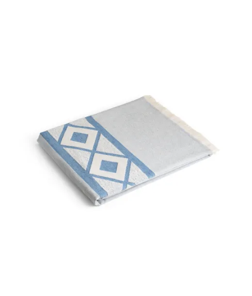 Malek. Monitoiminen Kylpypyyhe (350 G/m²) Kevyestä Ja Kestävästä Puuvillasta (85 %) Ja Kierrätetystä Puuvillasta (15 %) Sininen