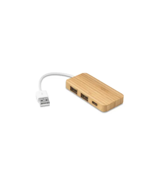 Moser. Bambuinen Keskitin, Jossa On Kaksi Usb-a- Ja Yksi Usb-c-porttia Natural