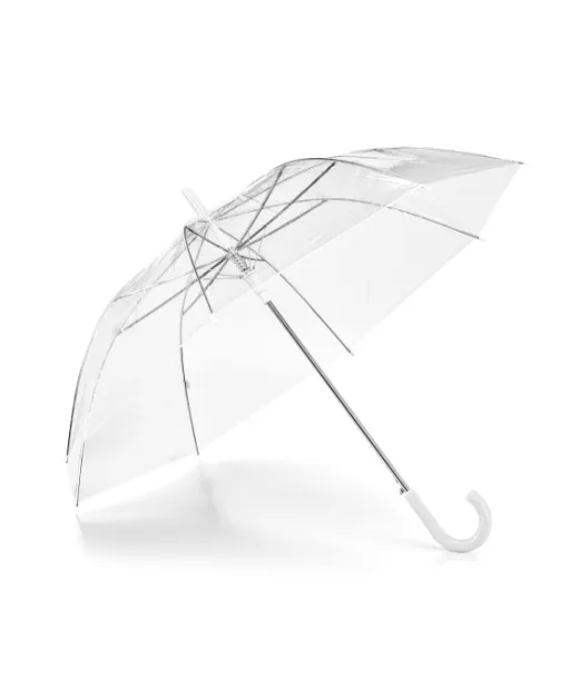 Nicholas. Läpinäkyvä Poe-sateenvarjo, Jossa Automaattinen Avautuminen Valkoinen
