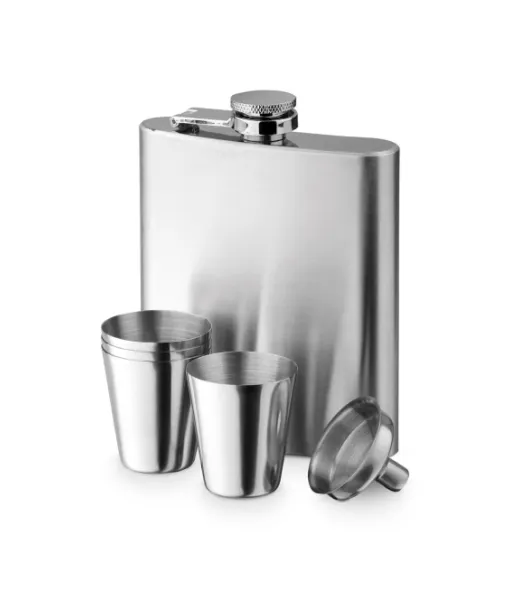 Novak. Ruostumattomasta Teräksestä Valmistettu Pullo- Ja Lasisetti 200 Ml Hopea