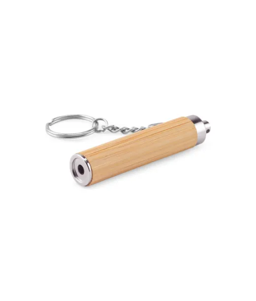 Rachel. Bamboo And Abs Key Ring With Led Torch Natural