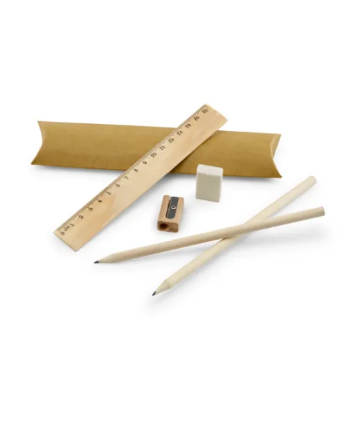 Rhombus. Koulukirjoitussetti: Viivoitin, Lyijykynä, Pyyhekumi Ja Teroitin Natural