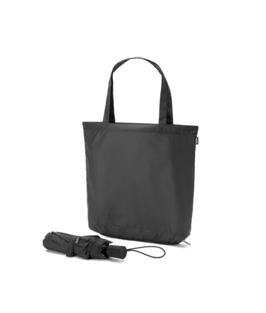 Skylar. 2-in-1 Umbrella With Recycled Polyester Shopping Bag Included Musta