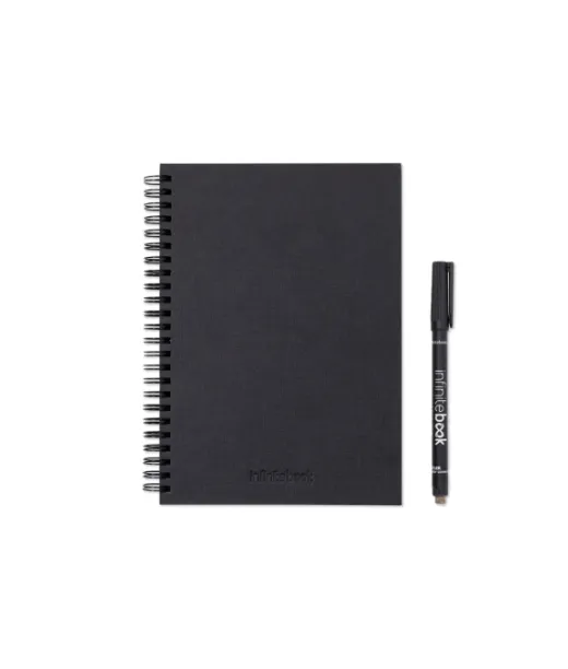 Starter Kit Infinitebook A5 Planner Texture. Sarja, Johon Kuuluu Kovakantinen "infinitebook", 1 Puhdistussarja, 1 Tussi Ja 1 Kuulakärkikynän Pidike Musta