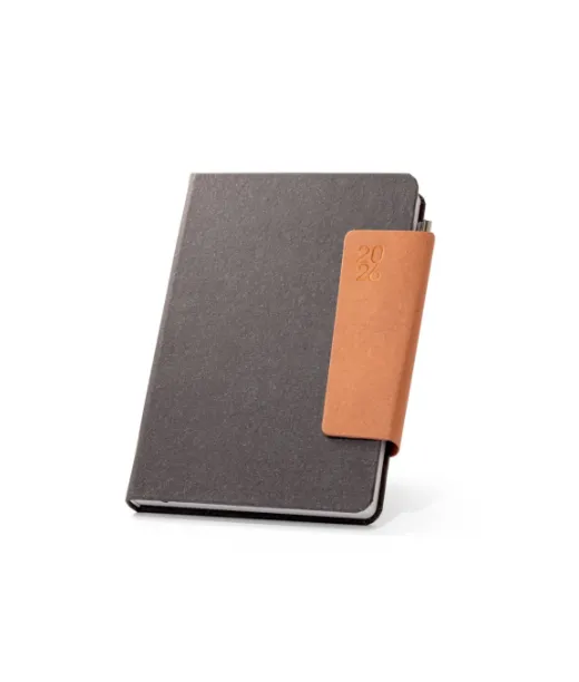 Tagore A5. A5 Diary In Leather (58% Recycled) Musta