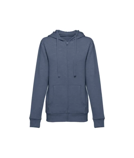 Thc Amsterdam Women Ii. Naisten Huppari Puuvillasta Ja Polyesteristä, Jossa Täyspitkä Vetoketju Meleerattu Sininen