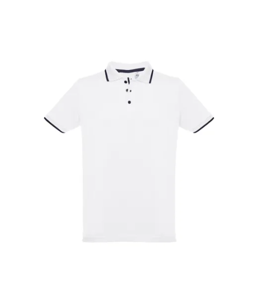 Thc Rome Wh. Miesten Poolopaita, Jossa Kontrastivärinen Reunus Ja Napit. Valkoinen Valkoinen