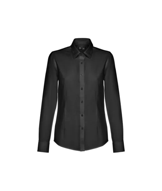 Thc Tokyo Women. Naisten Pitkähihainen Oxford-paita Helmiäisvärisillä Napeilla Musta