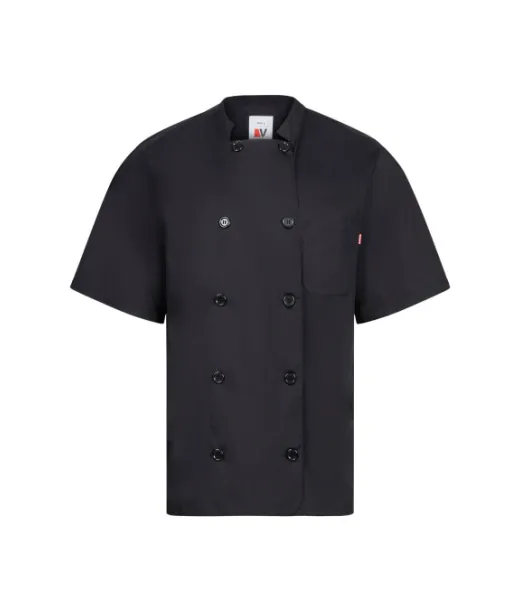 Vl Durga. Lyhythihainen Popliinista (110 G/m²) Valmistettu Keittiötakki, Joka On Valmistettu Puuvillasta (35 %) Ja Polyesteristä (65 %) Musta