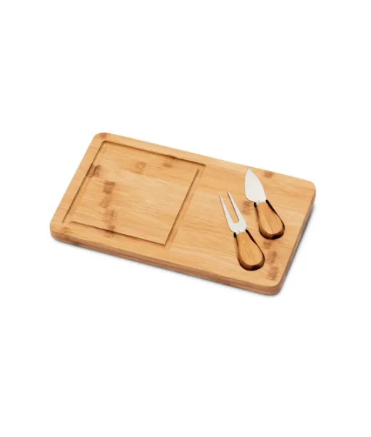 Woods. Bamboo Cheese Board With 2 Bamboo And Stainless Steel Accessories Natural