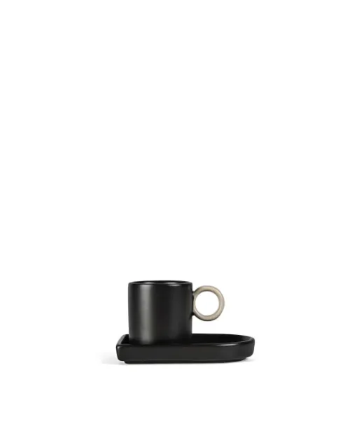 Byon Espressokuppi Ja Lautanen Niki, Musta/beige