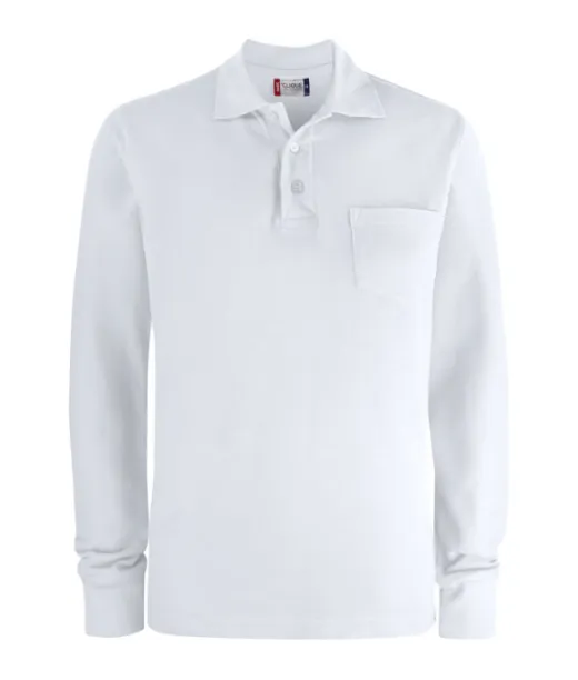 Clique Basic Polo Pocket L/s Valkoinen