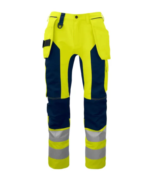 Projob 6513 Stretch Huomiohousut En Iso 20471 Luokka 2/1 Keltainen/tummansininen