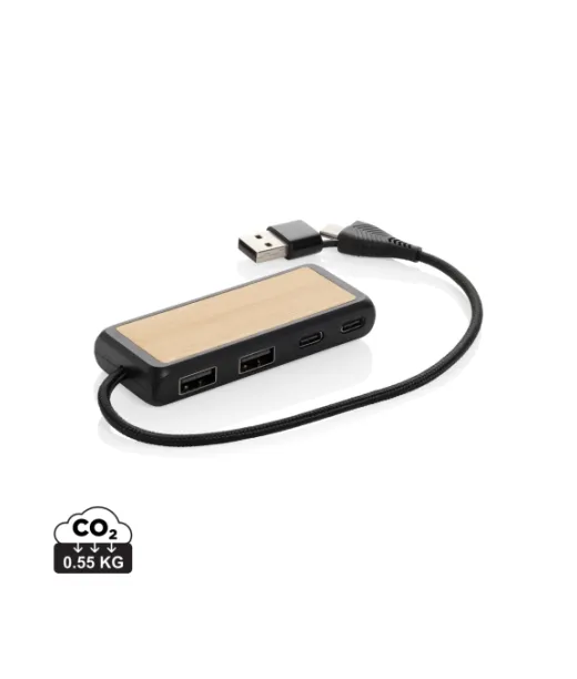 Link Rcs Kaksoistulo Usb-hub Kierrätysmuovia Ja Bambua Musta