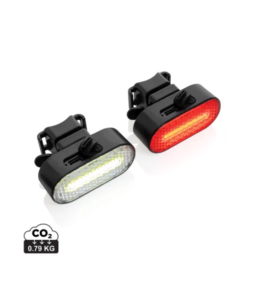 Lumino Rcs Kierrätysmuovinen Usb-ladattava Pyörävalosarja Musta