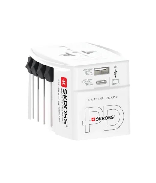 Skross World Travel Adapteri Muv 65w Pd Usb C -kaapelilla Valkoinen
