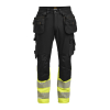 2372 Naisten Käsityöläishousut Stretch Hi-vis Musta / Keltainen