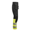 2392 Käsityöläishousut Stretch Hi-vis Musta / Keltainen