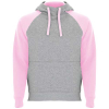 Badet Kaksivärinen Unisex-huppari, 280 G/m² Meleerattu Harmaa / Vaalea Pinkki