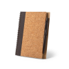 Vicente. B6 Notebook In Cork And Recycled Polyester (100% Rpet) With Ballpoint Pen Musta